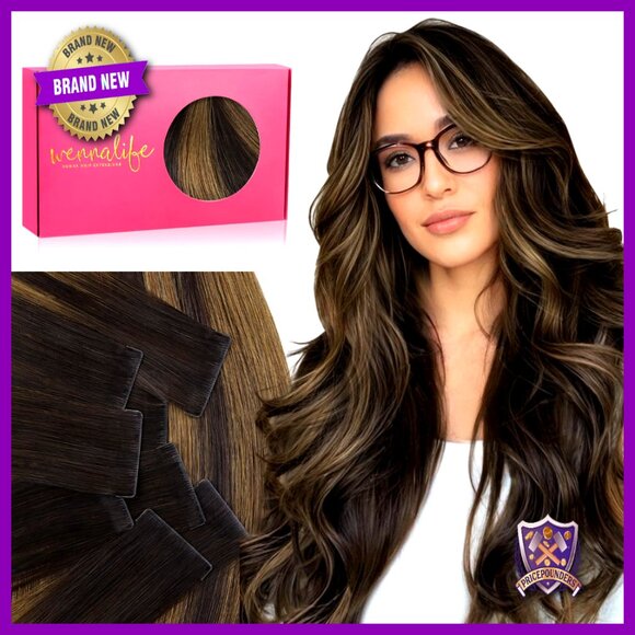 16 Inch Human Hair Tape In Extensions 50g 20pcs Invisible Seamless